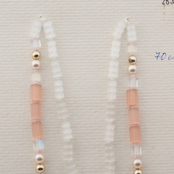 Vintage Czech necklace crystal pink satin atlas pearl glass beads 27"