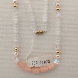 Vintage Czech necklace crystal pink satin atlas pearl glass beads 27"