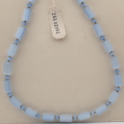 Vintage Czech necklace blue satin atlas glass beads 20"