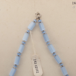 Vintage Czech necklace blue satin atlas glass beads 20"