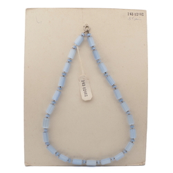 Vintage Czech necklace blue satin atlas glass beads 20"