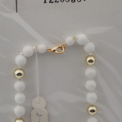 Vintage Czech necklace chunky white gold glass beads 16"