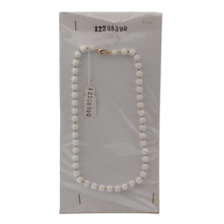 Vintage Czech necklace white gold glass beads 18"