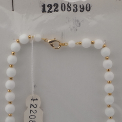 Vintage Czech necklace white gold glass beads 18"