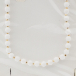 Vintage Czech necklace white gold glass beads 18"