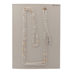 Vintage Czech necklace crystal satin atlas pearl opaline glass beads 47"