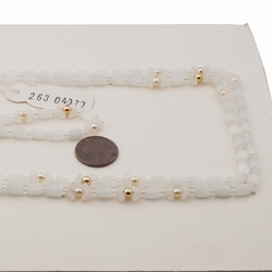 Vintage Czech necklace crystal satin atlas pearl opaline glass beads 47"