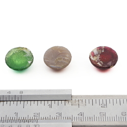 Lot (3) Czech antique swirl marble foil glass cabochons 14mm