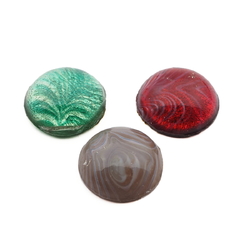 Lot (3) Czech antique swirl marble foil glass cabochons 14mm