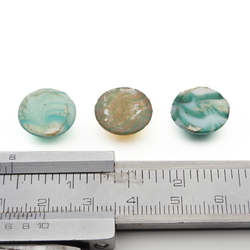 Lot (3) Czech antique swirl marble glass cabochons 14mm