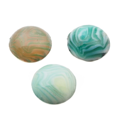 Lot (3) Czech antique swirl marble glass cabochons 14mm