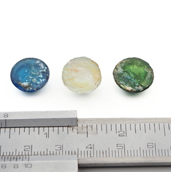 Lot (3) Czech antique foil lampwork glass cabochons 14mm