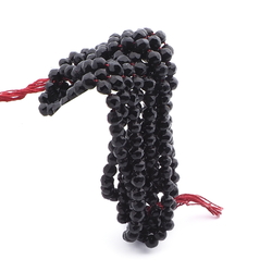 Hank (280) antique Victorian Czech hollow blown black glass beads 6mm