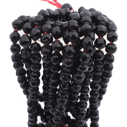 Hank (280) antique Victorian Czech hollow blown black glass beads 6mm