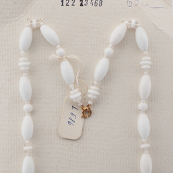 Vintage Czech necklace white clear oval rondelle glass beads 24"