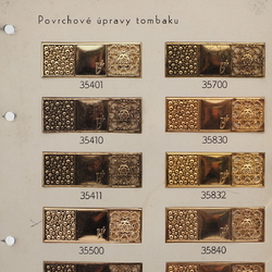 Card (12) vintage Czech tombac metal filigree clasp design samples
