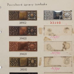 Card (6) vintage Czech tombac metal filigree clasp design samples