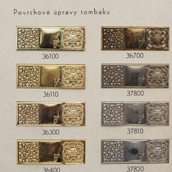 Card (12) vintage Czech tombac metal clasp design samples