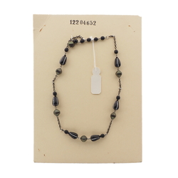 Vintage Czech link necklace vitrail silver lustre black glass beads