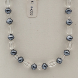 Vintage Czech necklace clear pentagon rondelle metallic glass beads