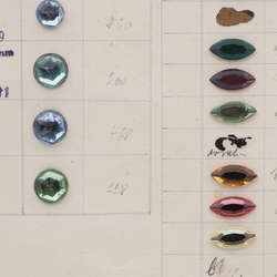 Sample card (18) Czech vintage transparent mirrored flatback glass rhinestones
