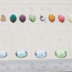 Sample card (18) Czech vintage transparent mirrored flatback glass rhinestones