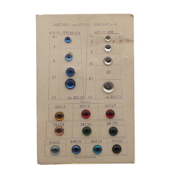 Sample card (18) Czech vintage transparent mirrored glass cabochons
