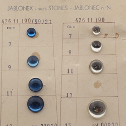 Sample card (18) Czech vintage transparent mirrored glass cabochons