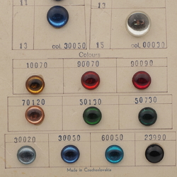 Sample card (18) Czech vintage transparent mirrored glass cabochons
