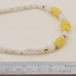 Vintage Czech necklace satin atlas yellow flower glass beads
