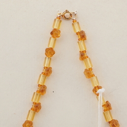 Vintage Czech necklace topaz pentagon flower glass beads