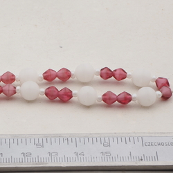 Vintage Czech necklace translucent white pink bicolor glass beads