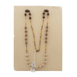 Vintage Czech link necklace metallic pearl round bugle glass beads 