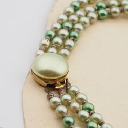 Vintage Czech 3 strand necklace pearl aventurine goldstone bicolor glass beads