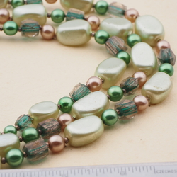 Vintage Czech 3 strand necklace pearl aventurine goldstone bicolor glass beads