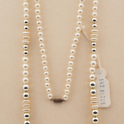 Vintage Czech necklace pearl silver glass beads