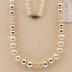 Vintage Czech necklace pearl silver glass beads