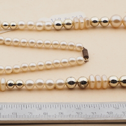 Vintage Czech necklace pearl silver glass beads
