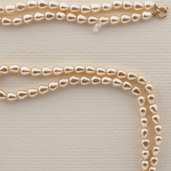 Long vintage Czech necklace pearl heart glass beads 40"