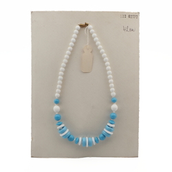 Vintage Czech necklace white blue round rondelle glass beads