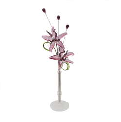 Czech lampwork glass bead purple amethyst flowers stem vase ornament
