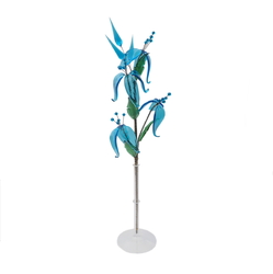 Czech lampwork glass bead turquoise blue flowers stem vase ornament