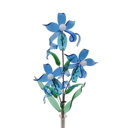 Czech lampwork glass bead blue tiger flowers stem vase ornament