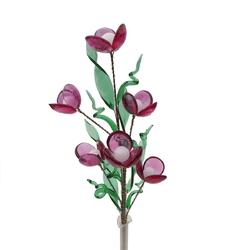 Czech lampwork glass bead fuchsia pink flower stem bouquet vase decoration ornament