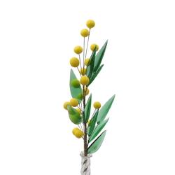 Czech lampwork glass bead yellow berry leaf floral stem decoration ornament