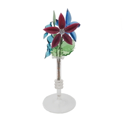 Czech lampwork glass bead blue purple mini flower bouquet vase ornament