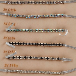 Vintage Czech rhinestone 6 strass lace set glass  trims dress millinery dolls sample card 