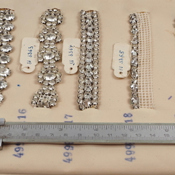 Vintage Czech rhinestone strass lace set glass 5 trims dress millinery dolls sample card 