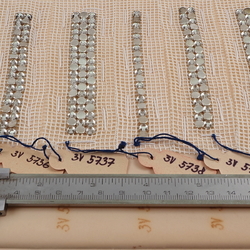 Vintage Czech rhinestone strass lace set glass  trims dress millinery dolls sample card  red tags