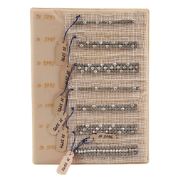 Vintage Czech rhinestone strass lace set glass 7 trims dress millinery dolls sample card 